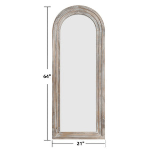 HomeRoots 64" Elegant White Solid Wood Freestanding Arch Mirror - Perfect for Bedrooms & Entryways, Chic Design 565026