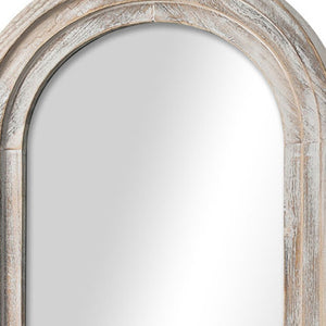 HomeRoots 64" Elegant White Solid Wood Freestanding Arch Mirror - Perfect for Bedrooms & Entryways, Chic Design 565026