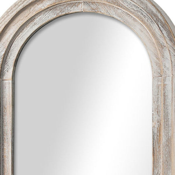 HomeRoots 64" Elegant White Solid Wood Freestanding Arch Mirror - Perfect for Bedrooms & Entryways, Chic Design 565026
