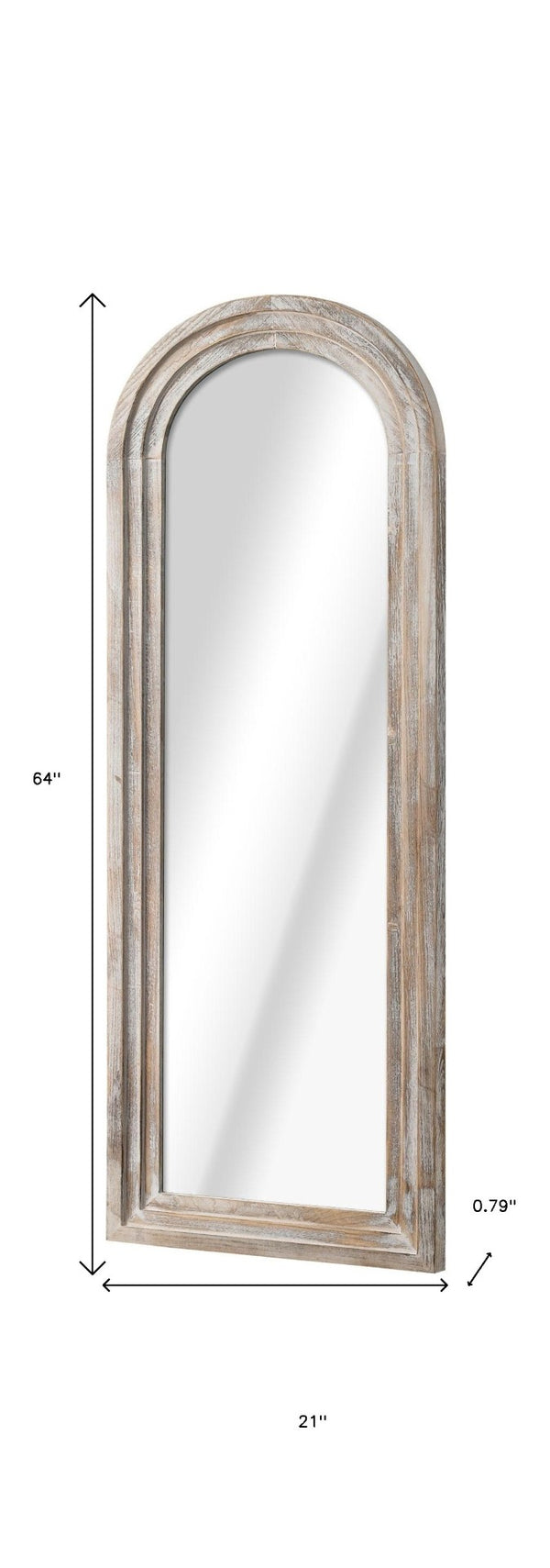 HomeRoots 64" Elegant White Solid Wood Freestanding Arch Mirror - Perfect for Bedrooms & Entryways, Chic Design 565026
