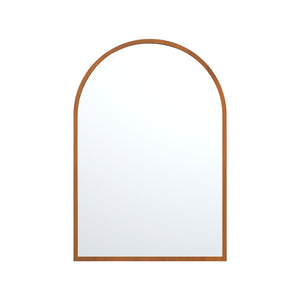 HomeRoots Set of Two Elegant Walnut Arch Mirrors - Premium Reflective Glass for Bathrooms & Living Spaces 565028