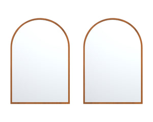 HomeRoots Set of Two Elegant Walnut Arch Mirrors - Premium Reflective Glass for Bathrooms & Living Spaces 565028