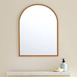 HomeRoots Set of Two Elegant Walnut Arch Mirrors - Premium Reflective Glass for Bathrooms & Living Spaces 565028