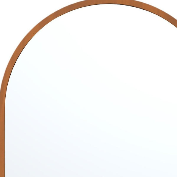 HomeRoots Set of Two Elegant Walnut Arch Mirrors - Premium Reflective Glass for Bathrooms & Living Spaces 565028