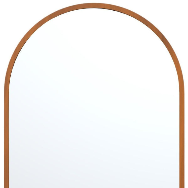 HomeRoots Set of Two Elegant Walnut Arch Mirrors - Premium Reflective Glass for Bathrooms & Living Spaces 565028