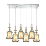 Alora 30'' Wide 6-Light Rectangular Pendant - Chrome with Champagne-plated and Opal White Glass 56502/6RC Elk Lighting