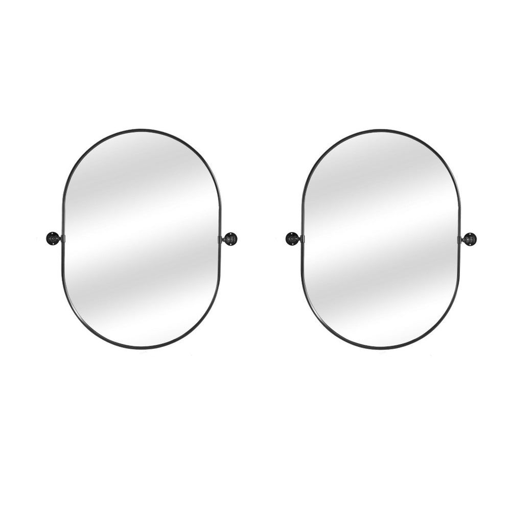 HomeRoots 32" Modern Black Oval Iron Framed Mirror - Stylish, Versatile, and Durable for Home Decor Elegance 565030