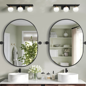 HomeRoots 32" Modern Black Oval Iron Framed Mirror - Stylish, Versatile, and Durable for Home Decor Elegance 565030