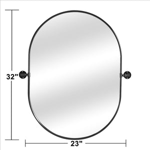 HomeRoots 32" Modern Black Oval Iron Framed Mirror - Stylish, Versatile, and Durable for Home Decor Elegance 565030