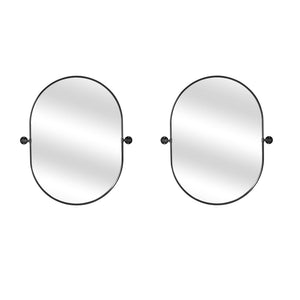 HomeRoots 32" Modern Black Oval Iron Framed Mirror - Stylish, Versatile, and Durable for Home Decor Elegance 565030