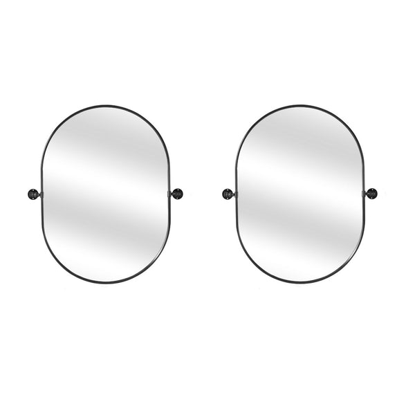 HomeRoots 32" Modern Black Oval Iron Framed Mirror - Stylish, Versatile, and Durable for Home Decor Elegance 565030