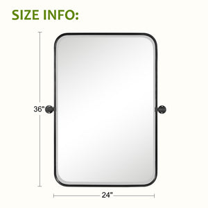 HomeRoots 36" Sleek Black Metal Adjustable Accent Mirror - Modern Industrial Design with Shatter-Resistant Glass 565031