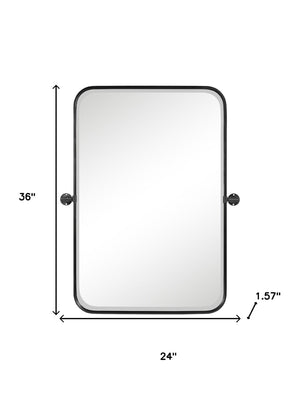 HomeRoots 36" Sleek Black Metal Adjustable Accent Mirror - Modern Industrial Design with Shatter-Resistant Glass 565031