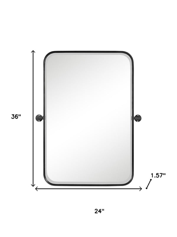 HomeRoots 36" Sleek Black Metal Adjustable Accent Mirror - Modern Industrial Design with Shatter-Resistant Glass 565031