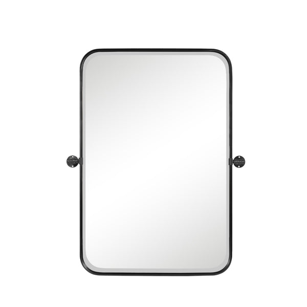 HomeRoots 36" Sleek Black Metal Adjustable Accent Mirror - Modern Industrial Design with Shatter-Resistant Glass 565031