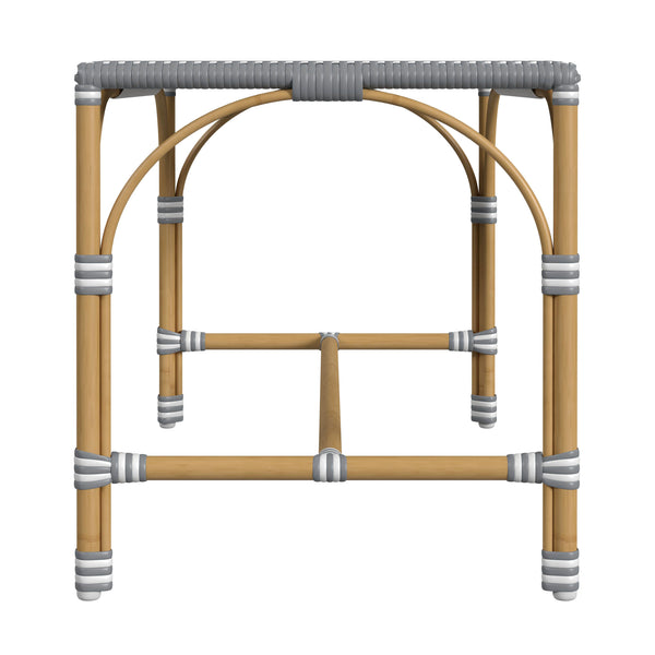 Butler Specialty Tobias Outdoor Rattan And Metal Dining Side Chair – Chic Coastal Style For Your Patio Oasis Gray And White Dot Aluminum,Polyethylene (Pe) Rattan Weave 5650329-butler