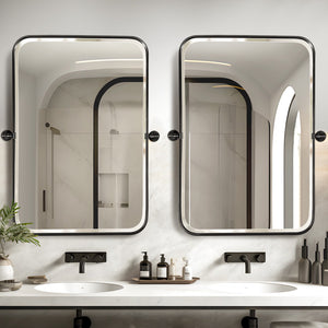 HomeRoots Set of Two 32" Black Metal Framed Accent Mirrors - Modern Industrial Design for Home & Office Decor 565032
