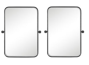 HomeRoots Set of Two 32" Black Metal Framed Accent Mirrors - Modern Industrial Design for Home & Office Decor 565032