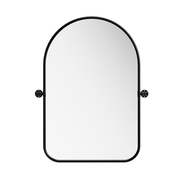 HomeRoots Set of Two Stylish Black Iron Arched Vanity Mirrors with Tilting Design for Versatile Placement 565033