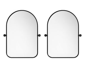 HomeRoots Set of Two Stylish Black Iron Arched Vanity Mirrors with Tilting Design for Versatile Placement 565033