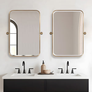 HomeRoots 36" Gold Metal Framed Vanity Mirror - Modern Glamour, Shatter-Resistant Glass, Versatile Home Decor 565035