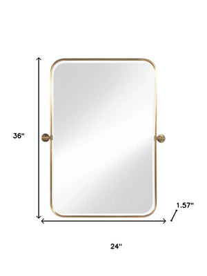 HomeRoots 36" Gold Metal Framed Vanity Mirror - Modern Glamour, Shatter-Resistant Glass, Versatile Home Decor 565035
