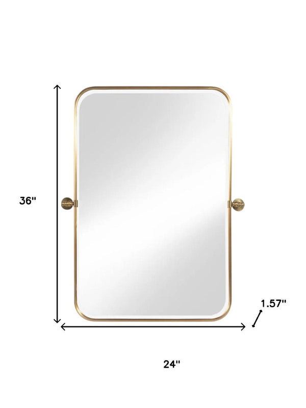 HomeRoots 36" Gold Metal Framed Vanity Mirror - Modern Glamour, Shatter-Resistant Glass, Versatile Home Decor 565035