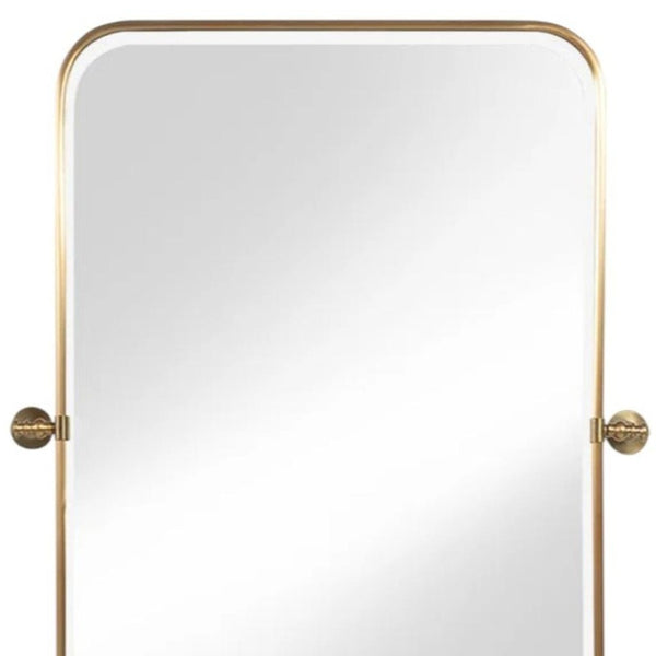 HomeRoots 36" Gold Metal Framed Vanity Mirror - Modern Glamour, Shatter-Resistant Glass, Versatile Home Decor 565035