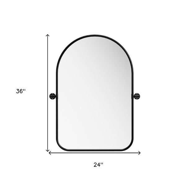 HomeRoots 36" Gold Arch Iron Framed Vanity Mirror – Elegant Design for Bathroom, Entryway & Living Spaces 565036