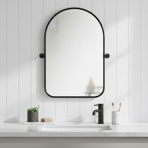 HomeRoots 36" Gold Arch Iron Framed Vanity Mirror – Elegant Design for Bathroom, Entryway & Living Spaces 565036