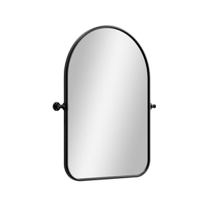 HomeRoots 32" Black Iron Arch Mirror – Stylish Tilting Vanity Accent for Bathrooms, Entryways & Decor Spaces 565037