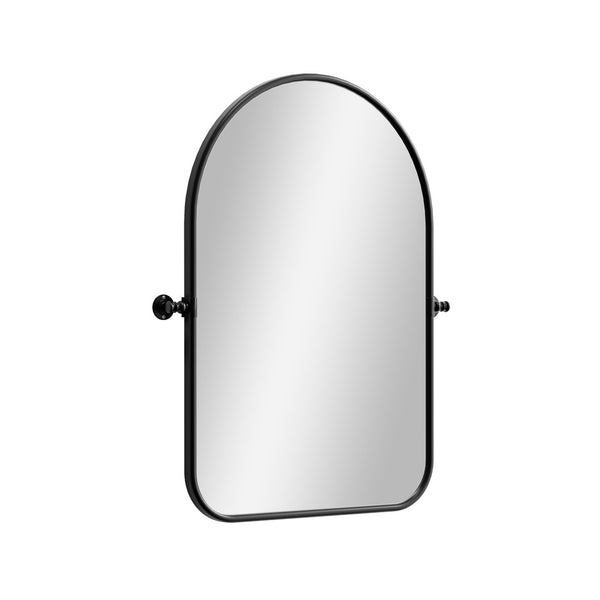 HomeRoots 32" Black Iron Arch Mirror – Stylish Tilting Vanity Accent for Bathrooms, Entryways & Decor Spaces 565037