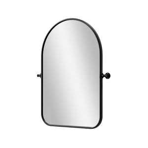 HomeRoots 32" Black Iron Arch Mirror – Stylish Tilting Vanity Accent for Bathrooms, Entryways & Decor Spaces 565037