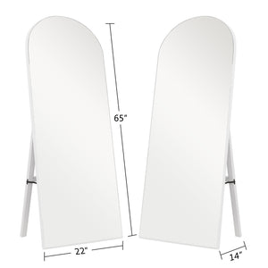 HomeRoots 65" White Solid Wood Arch Mirror - Elegant Freestanding Full-Length Design for Timeless Style & Clarity 565039