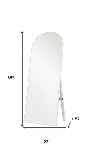 HomeRoots 65" White Solid Wood Arch Mirror - Elegant Freestanding Full-Length Design for Timeless Style & Clarity 565039