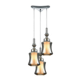 Alora 10'' Wide 3-Light Triangular Pendant - Chrome with Smoke-plated and Opal White Glass 56503/3 Elk Lighting