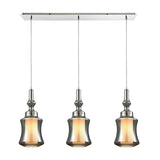 Alora 36'' Wide 3-Light Linear Pendant - Chrome with Smoke-plated and Opal White Glass 56503/3LP Elk Lighting