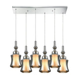 Alora 30'' Wide 6-Light Rectangular Pendant - Chrome with Smoke-plated and Opal White Glass 56503/6RC Elk Lighting