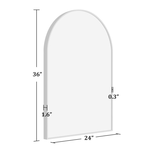 HomeRoots 36" Elegant Silver Arch Aluminum Framed Bathroom Vanity Mirror - Durable, Stylish, Ready to Hang! 565040
