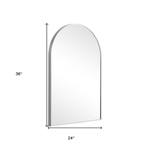 HomeRoots 36" Elegant Silver Arch Aluminum Framed Bathroom Vanity Mirror - Durable, Stylish, Ready to Hang! 565040
