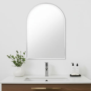 HomeRoots 36" Elegant Silver Arch Aluminum Framed Bathroom Vanity Mirror - Durable, Stylish, Ready to Hang! 565040