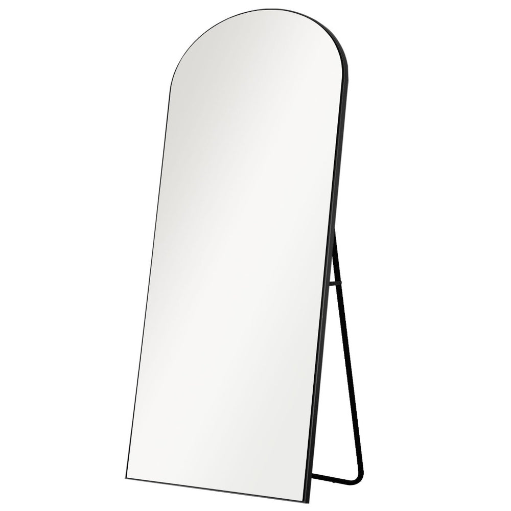 HomeRoots 67" Elegant Black Solid Wood Freestanding Arched Full-Length Mirror for Stylish Home Décor & Functionality 565043