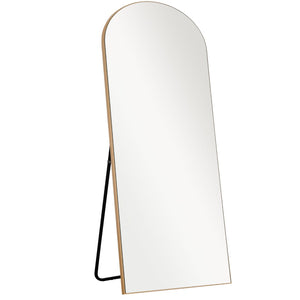 HomeRoots 67" Gold Solid Wood Arched Full-Length Mirror – Elegant Freestanding Design for Any Room Decor 565044
