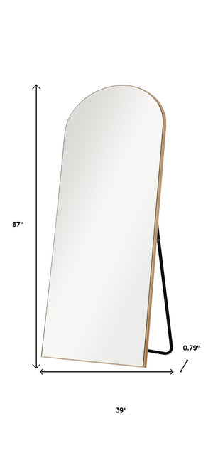 HomeRoots 67" Gold Solid Wood Arched Full-Length Mirror – Elegant Freestanding Design for Any Room Decor 565044
