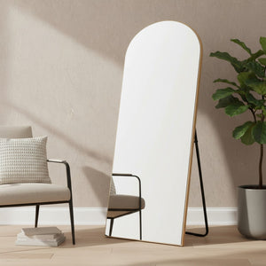 HomeRoots 67" Gold Solid Wood Arched Full-Length Mirror – Elegant Freestanding Design for Any Room Decor 565044