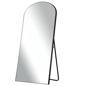 HomeRoots 71" Black Solid Wood Freestanding Arched Full-Length Mirror - Elegant Design for Any Space 565045
