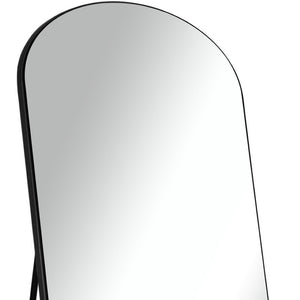 HomeRoots 71" Black Solid Wood Freestanding Arched Full-Length Mirror - Elegant Design for Any Space 565045