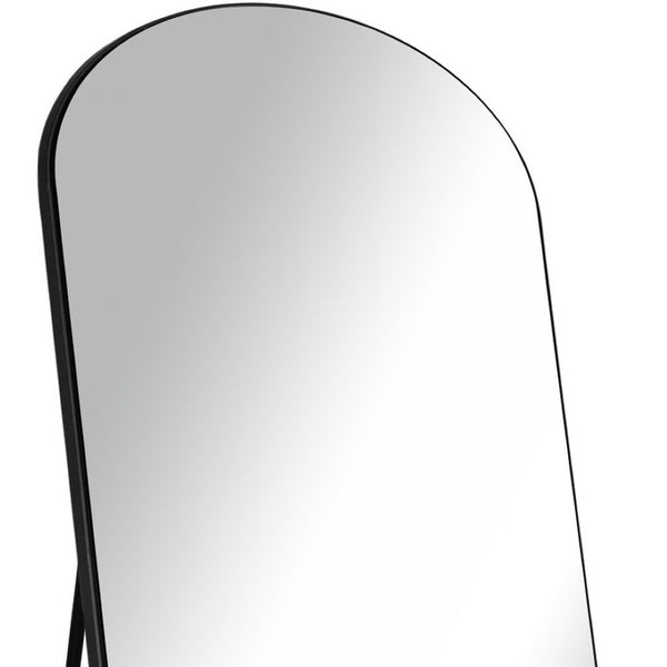 HomeRoots 71" Black Solid Wood Freestanding Arched Full-Length Mirror - Elegant Design for Any Space 565045
