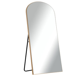 HomeRoots 71" Gold Solid Wood Arched Full-Length Mirror - Elegant Freestanding Design for Home and Office Use 565046