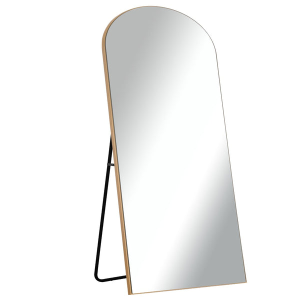 HomeRoots 71" Gold Solid Wood Arched Full-Length Mirror - Elegant Freestanding Design for Home and Office Use 565046